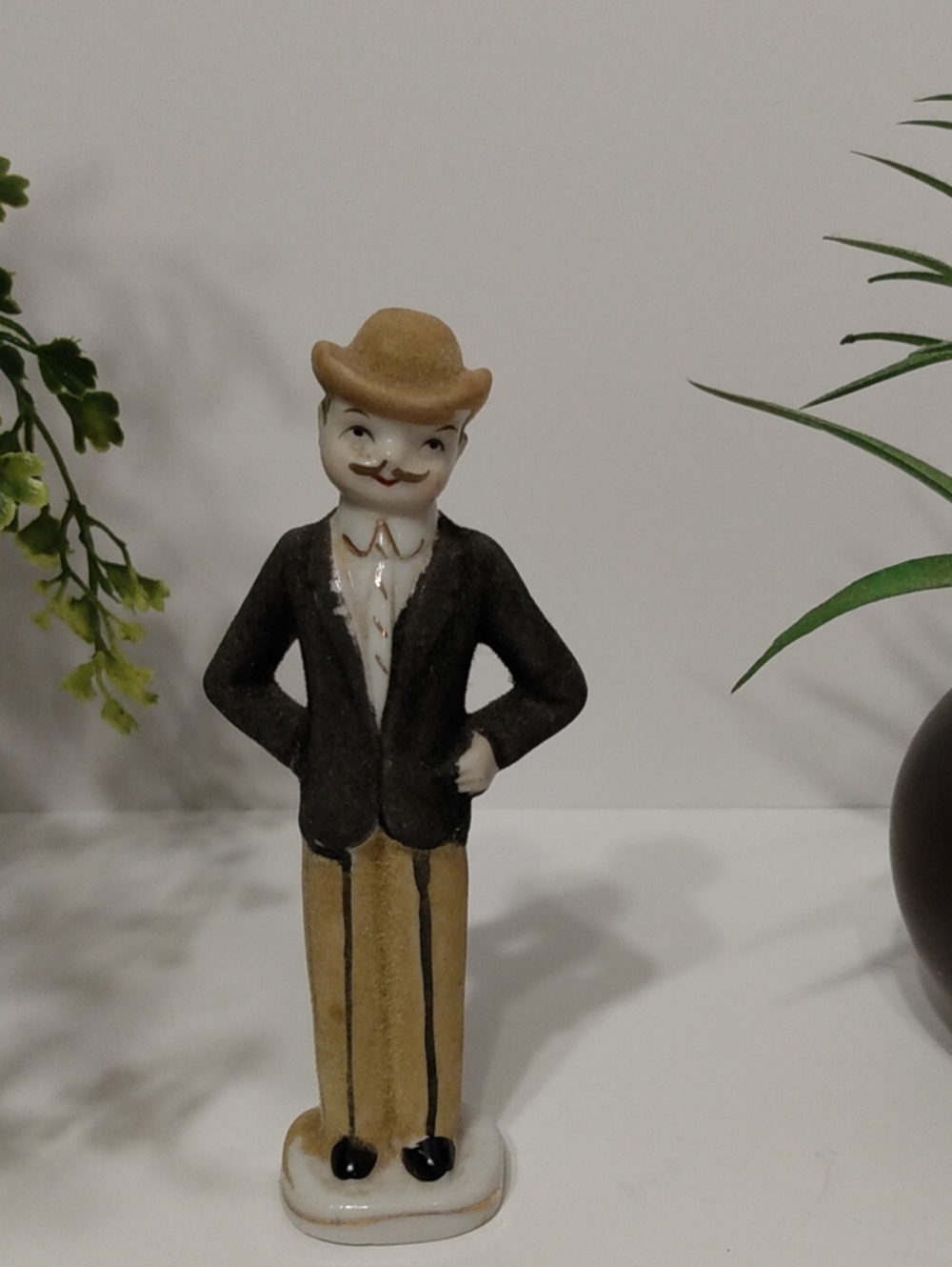 Vintage 1950's Dapper Man Porcelain Pepper Shaker.   Made In Japan